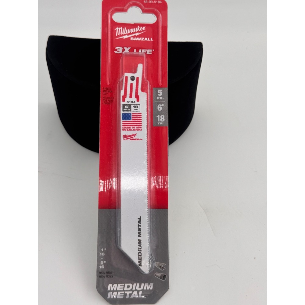 Milwaukee Sawzall 6" 18 TPI Medium Metal Cutting Blades 5 Pack 48-00-5184 New